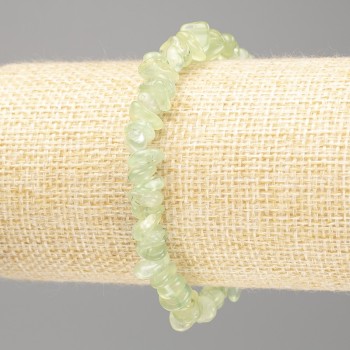 Prehnite bracelet, natural stone, faceted, diameter 9×3 mm (±), length 18 cm (stretch)