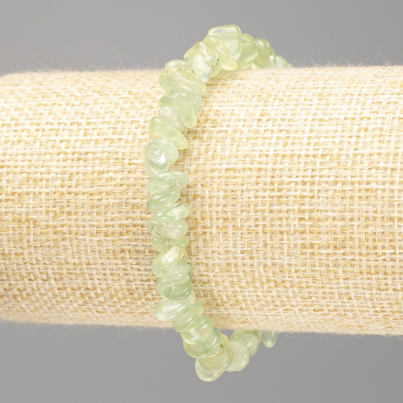 Prehnite bracelet, natural stone, faceted, diameter 9×3 mm (±), length 18 cm (stretch)