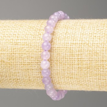 Bracelet Amethyst (named after tinted quartz) Smooth beads, 6 mm ±, length 18 cm (stretch)