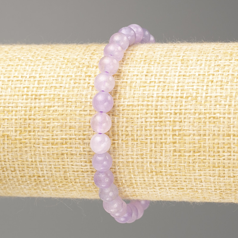 Bracelet Amethyst (named after tinted quartz) Smooth beads, 6 mm ±, length 18 cm (stretch)