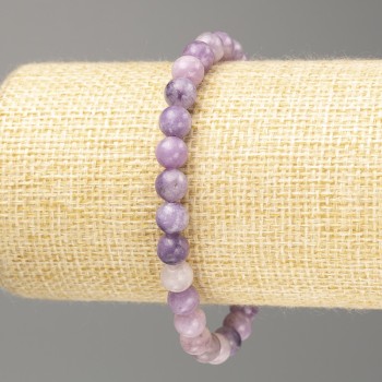 Lepidolite Bracelet (Imitation Acrylic) Smooth Beads, 6.5 mm Diameter, 18 cm Length (Stretch)