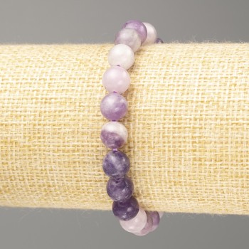 Lepidolite Imitation Bracelet (Acrylic) - Smooth Beads, 8 mm diameter, 18 cm length (stretch)