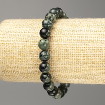 Ocean Jasper bracelet with smooth round beads, 9 mm diameter, 18 cm length (stretch)