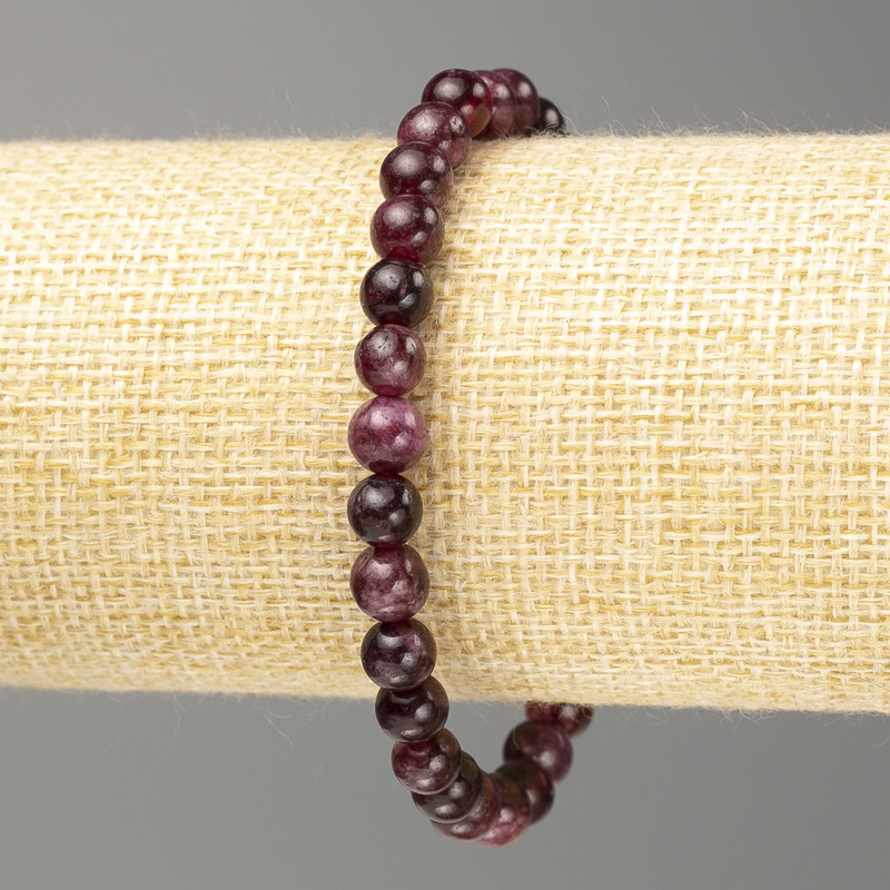 Rubellite Tourmaline Bracelet with Smooth Beads 6.5 mm, 18 cm (stretch)
