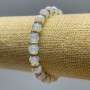 Moonstone Bracelet (synthetic) smooth rondelle beads, diameter 8x5 mm, length 18 cm (stretch), with white rhinestones