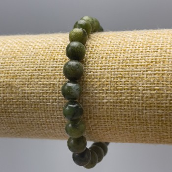 Jadeite Imitation Bracelet - Smooth Bead, 8.5 mm Diameter, 18 cm Length (Stretch)