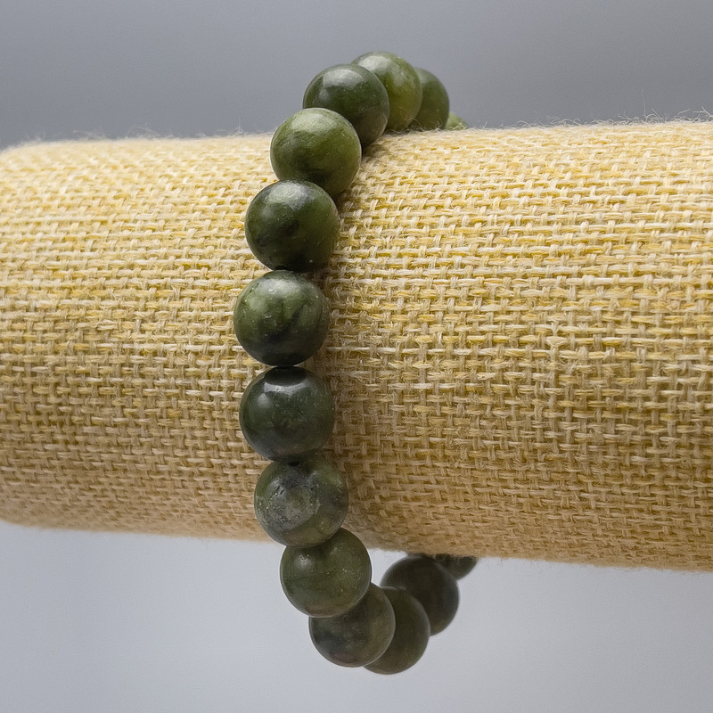 Bracelet Jadeite imitation (acrylic) smooth bead, diameter 10.5 mm, length 18 cm (stretch)