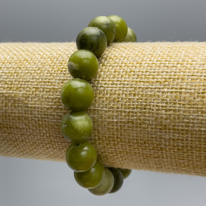Jadeite Bracelet (Imitation Acrylic) Smooth Bead, 12 mm Diameter, 18 cm Length (Stretch)