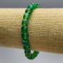 Chrysoprase Bracelet, Natural Stone, Faceted Cubes, Diameter 7 mm, Length 18 cm (Stretch)