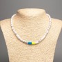 Necklace 'Ukraine' Chalcedony natural stone cylinders, diameter about 10×6 mm ± and polymer clay, length about 46 cm ± (stretch)