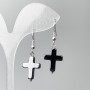 Hematite Cross Earrings, 14x19 mm, 39 mm length