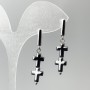 Earrings 'Hematite Cross', diameter 8.5x23 mm, length 40 mm
