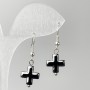 Hematite Cross Earrings, diameter 12 mm, length 38 mm