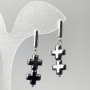 Hematite Cross Earrings, diameter 10×21 mm, length 38 mm