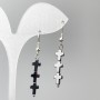 Hematite Cross Earrings, diameter 6.5×26 mm, length 47 mm