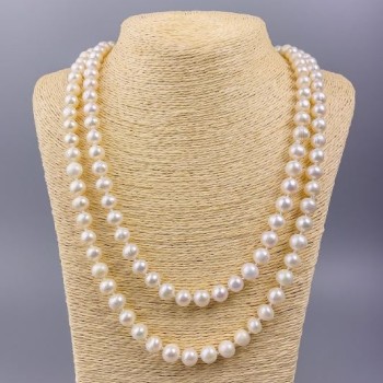 River Pearl Necklace, Round, 9–10 mm Diameter, 122 cm Length