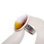 CLEARANCE Amber Ring (synthetic) smooth bezel flat "M" oval stone 2.2×1.7 cm, size