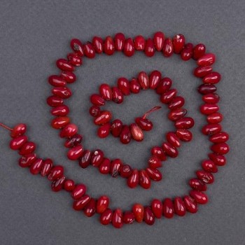 Natural coral beads, 8×5 mm, 40 cm length on thread