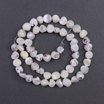 Mother-of-pearl faceted beads, 8x6 mm, 37 cm long on thread