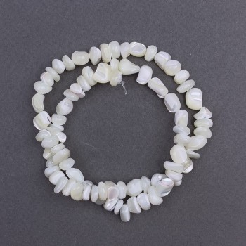 Mother-of-pearl faceted beads, 8x6 mm, 41 cm long on beading wire