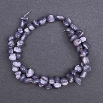 Gray-toned mother-of-pearl faceted beads, 8x6 mm, length approx. 41 cm on thread