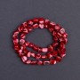 Dyed red mother-of-pearl teardrop beads, 8×6 mm, length approximately 41 cm on thread