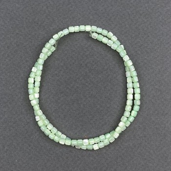 Mint-Tinted Mother-of-Pearl Beads Cylindrical, 3.5x3.5 mm, length about 40 cm on beading thread