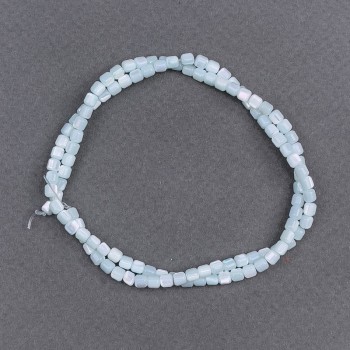 Mint-tinted Mother-of-Pearl Cylinder Beads, diameter 3.5x3.5mm, length 40 cm on a thread