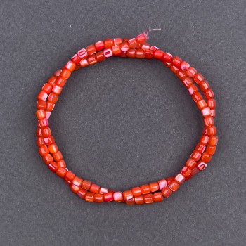 Dyed red mother-of-pearl cylindrical beads, diameter 3.5×3.5 mm, length 40 cm on thread