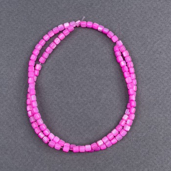Toned Raspberry Pink Mother-of-Pearl Cylindrical Beads, Diameter 3.5 × 3.5 mm, Length 40 cm on a thread