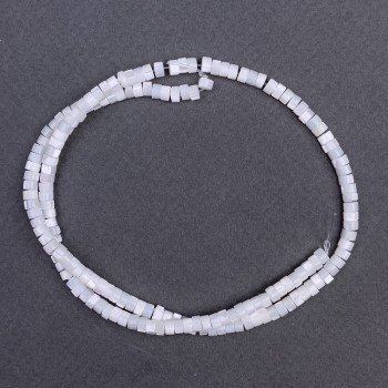 Tinted white mother-of-pearl beads, disc-shaped, 4x2 mm diameter, 40 cm length on thread