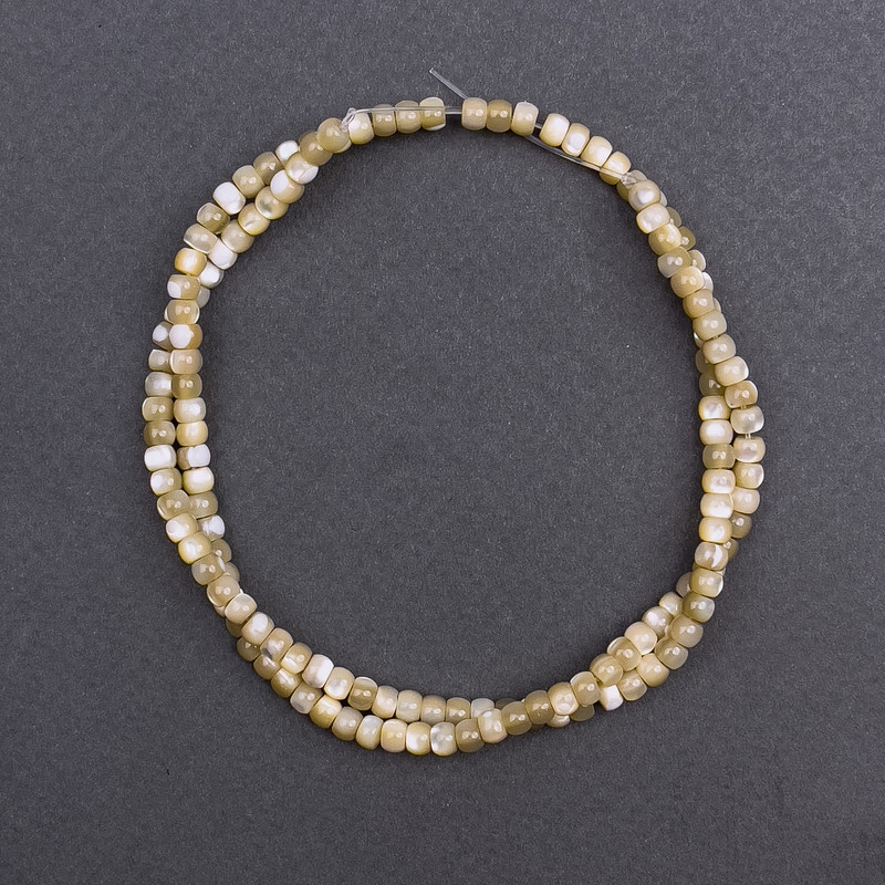 Beads Beige Mother-of-Pearl Smooth Rohdel, 4x3mm ±, 40 cm ± on beading thread