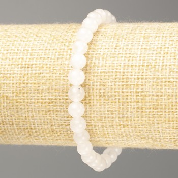 Bracelet 'White Quartz' (acrylic imitation) smooth bead, diameter 6.5 mm, length 18 cm (stretch)