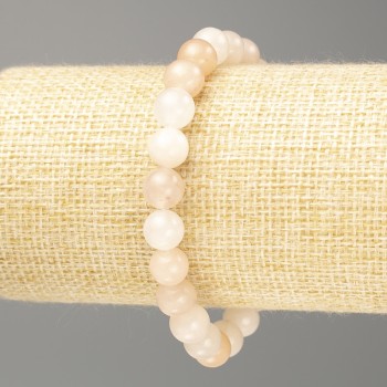 Imitation Selenite Bracelet (Acrylic) Smooth Beads, 8mm Diameter, 18cm Length (Stretch)