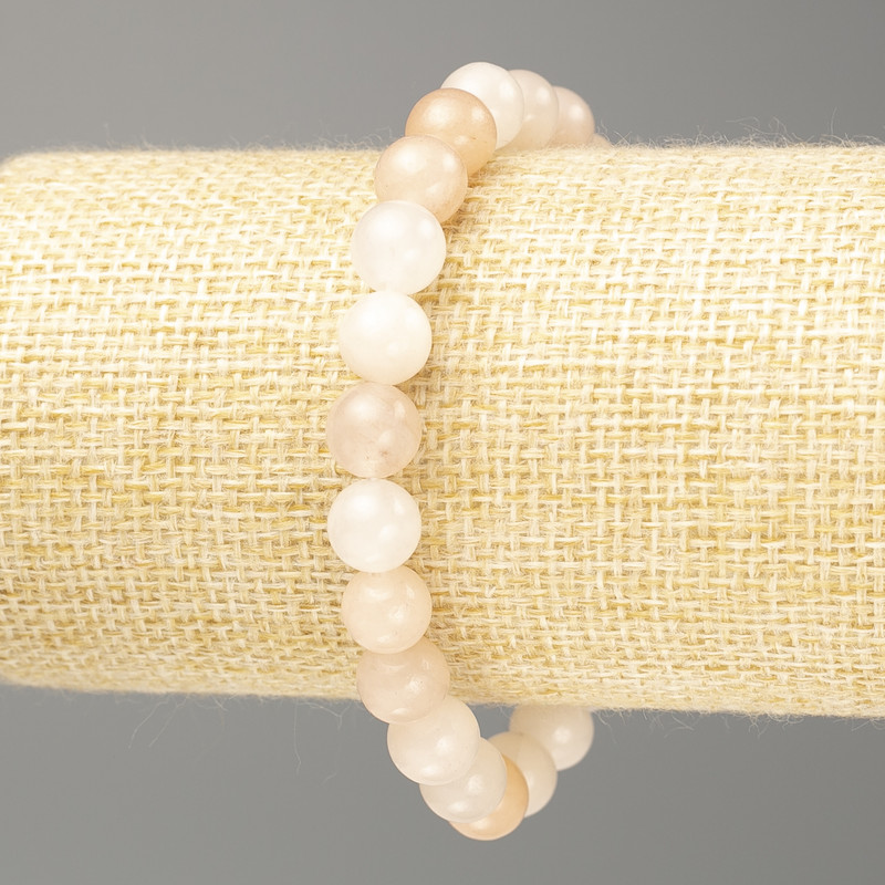 Imitation Selenite Bracelet (Acrylic) Smooth Beads, 8mm Diameter, 18cm Length (Stretch)