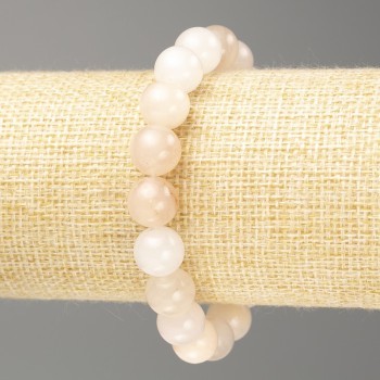 Bracelet Selenite (imitation acrylic) smooth beads, diameter 10.5 mm, length 18 cm (stretch)