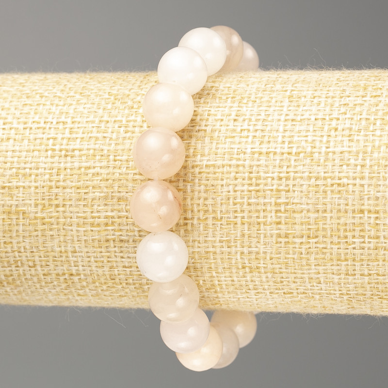 Bracelet Selenite (imitation acrylic) smooth beads, diameter 10.5 mm, length 18 cm (stretch)