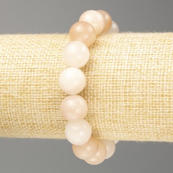 Selenite Imitation Bracelet, Acrylic, Smooth Bead, 12.5 mm Diameter, 18 cm Length (Stretch)