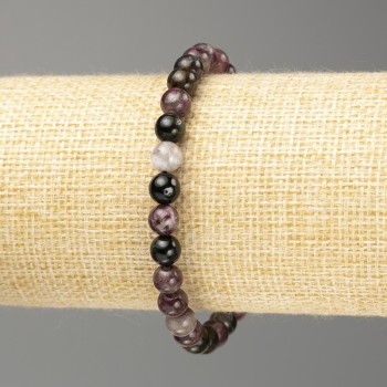 Tourmaline Bracelet with Natural Stone, Smooth Bead, 6.5 mm Diameter, 18 cm Length (Stretch)