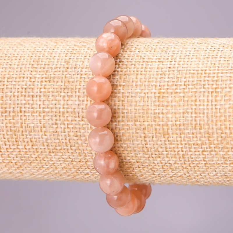 Selenite natural stone bracelet on elastic cord, smooth beads, 10 mm diameter, 18 cm circumference