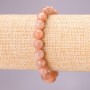 Selenite natural stone bracelet on elastic cord, smooth beads, 10 mm diameter, 18 cm circumference