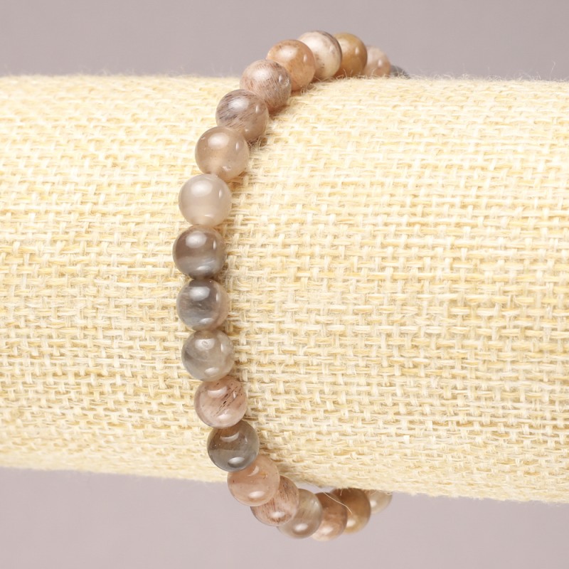 Elastic bracelet with natural selenite stone, smooth beads, 6mm diameter+