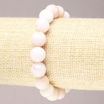 Elastic bracelet with natural Pink Opal, smooth beads, diameter 10 mm (±)
