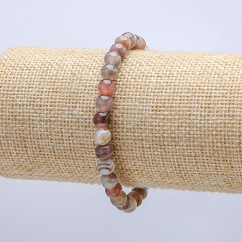 Elastic Botswana Agate Bracelet with Smooth Beads, 6 mm Diameter, 18 cm Circumference +