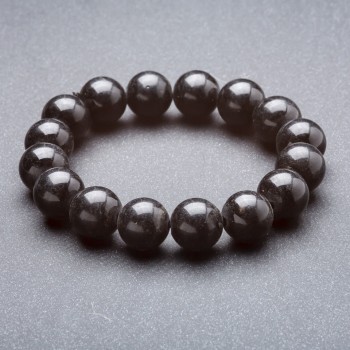 Black elastic bracelet with 12 mm smooth agate beads