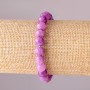 Amethyst-Tinted Quartz Bracelet on Elastic Band, Smooth Beads, 10 mm Diameter, 18 cm Circumference