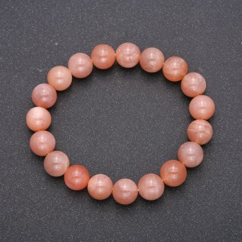 Bracelet made of natural selenite on an elastic band, smooth bead, diameter 10(±)mm, circumference 18cm