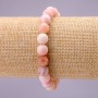 Natural Stone Pink Opal Bracelet with Smooth Beads, 8 mm Diameter, on Elastic, 18 cm Long