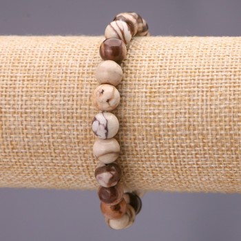 Bracelet with natural jasper stone, smooth beads, 10 mm diameter, on elastic, 18 cm circumference
