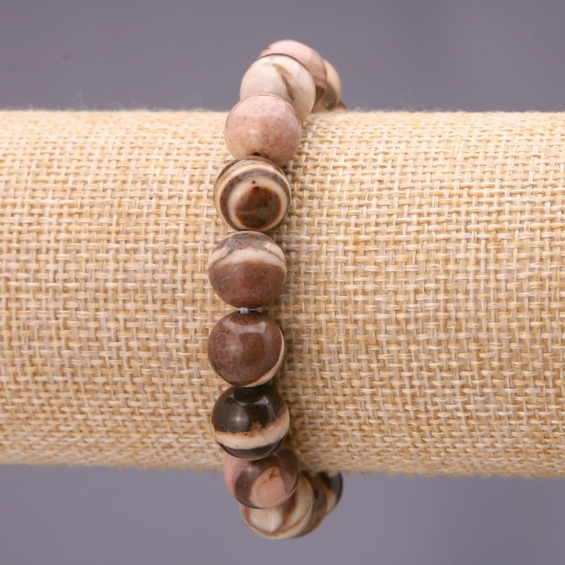 Bracelet made of natural jasper, smooth beads, diameter 8 mm (±), on elastic, circumference 18 cm